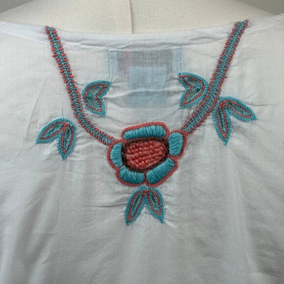 Letarte -Tunic Kaftan White Embroidered Cover-up/Dress Size XS - Worn 1 X - $258 - Picture 5 of 10